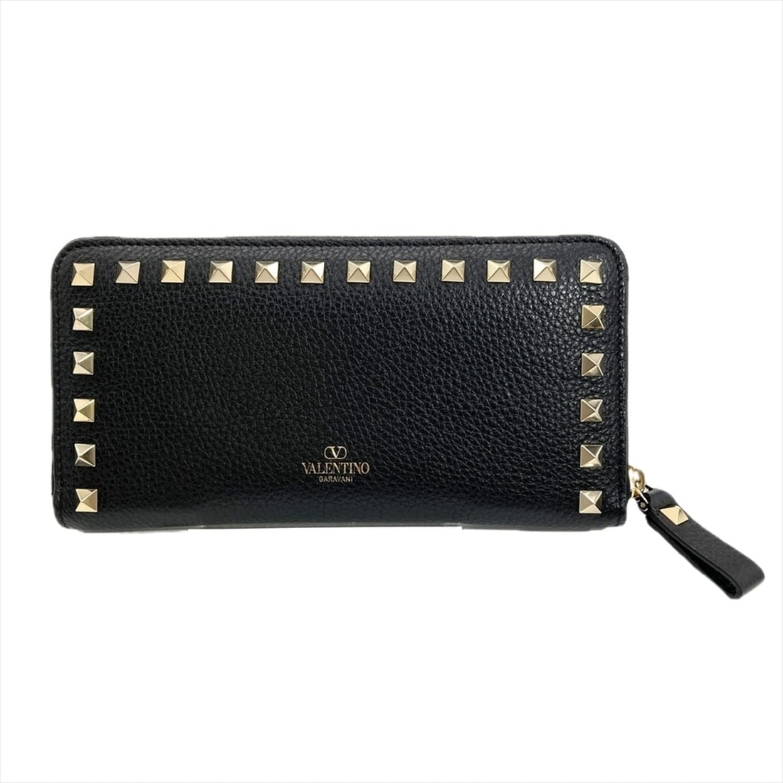 Valentino Rockstud Long Wallet, Grain Calf Leather, Black, Gold Hardware, Men's & Women's: --- Catalog ---Category: SizeSize (HxWxD): 10cm x 19cm x 2cm / 3.93'' x 7.48'' x 0.78''Category: DesignType: Long wallet (bi-fold)Color: BlackGender: Men,WomenMaterial: Leather Category: GeneralBrand:
