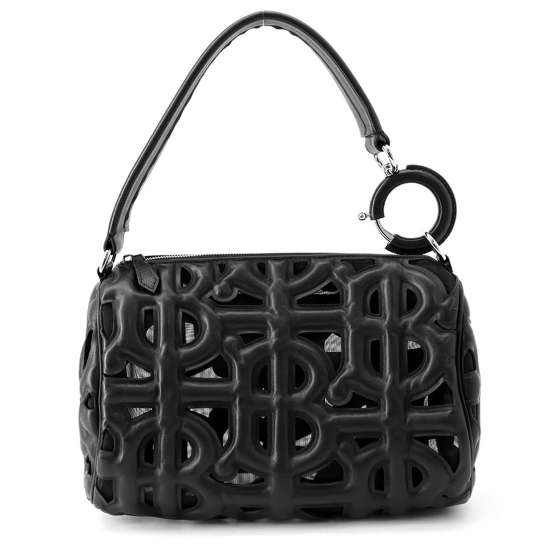 Burberry handbag, Longbi lambskin mesh, 8053369, BURBERRY black.: --- Catalog ---Category: SizeSize (HxWxD): 19cm x 32cm x 13cm / 7.48'' x 12.59'' x 5.11''Category: DesignType: Handbag, PouchColor: BlackGender: WomenMaterial: Mesh , Leather Hardware Color: SilverLea