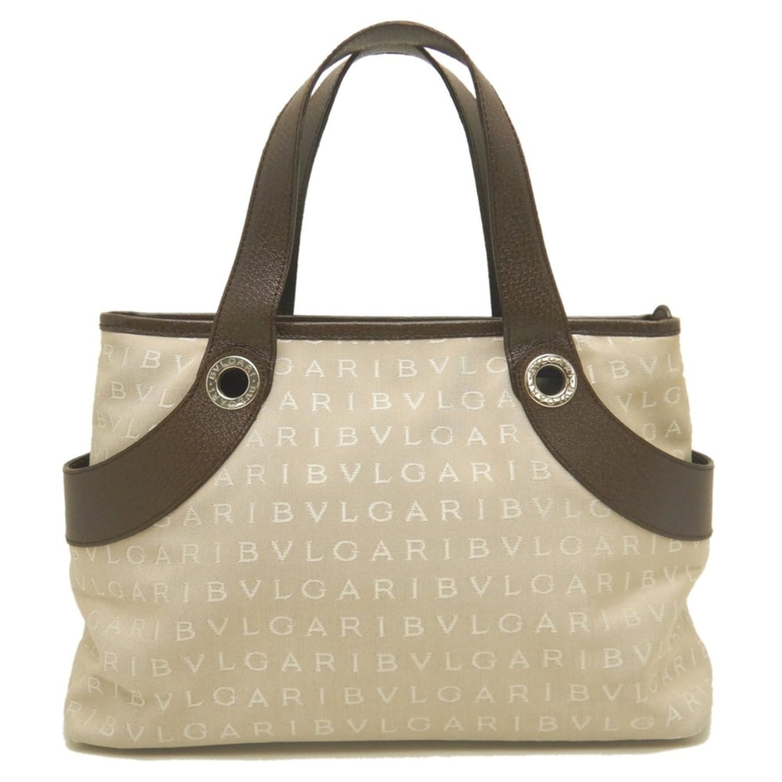 BVLGARI Logo Mania Handbag, Canvas x Leather, Beige Brown, Women's, 254268: --- Catalog ---Category: SizeSize (HxWxD): 20cm x 32cm x 13cm / 7.87'' x 12.59'' x 5.11''Category: DesignType: HandbagColor: Beige brownGender: WomenMaterial: Canvas , Leather Category: GeneralBrand: 