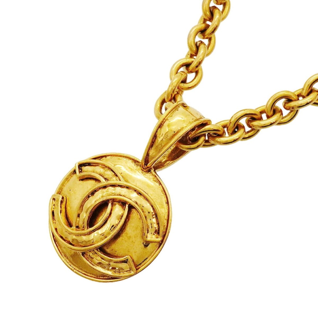 Chanel Necklace, Coco Mark Circle, GP Plated Gold, Women's: --- Catalog ---Category: SizePendant Size: 47.5mm x 30.4mm / 1.87'' x 1.19''Neck Circumference: 50 cm / 19.68''Category: DesignColor: GoldGender: WomenMaterial: Gold platingNecklace Type: NecklaceCate
