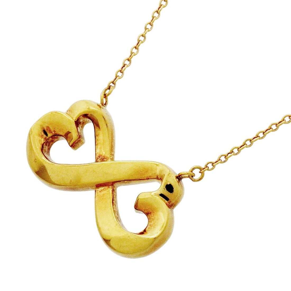Tiffany & Co. Double Loving Heart Necklace, 18K Yellow Gold, Women's: --- Catalog ---Category: SizePendant Size: 13.1mm x 21.9mm / 0.51'' x 0.86''Neck Circumference: 43 cm / 16.92''Category: DesignGender: WomenMaterial: Yellow gold (18K)Necklace Type: NecklaceCategory: 