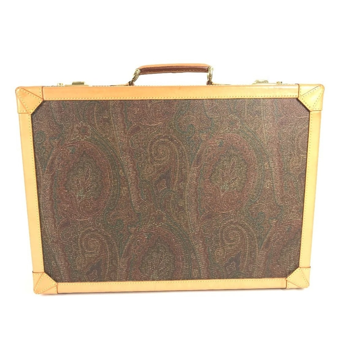 ETRO Paisley Pattern Logo Handbag BOX Box Bag Interior Trunk Leather Men's Women's Brown: --- Catalog ---Category: SizeSize (HxWxD): 35cm x 48cm x 13cm / 13.77'' x 18.89'' x 5.11''Category: DesignType: HandbagColor: BrownGender: Men,WomenMaterial: Leather Category: GeneralBrand: Etro--- It