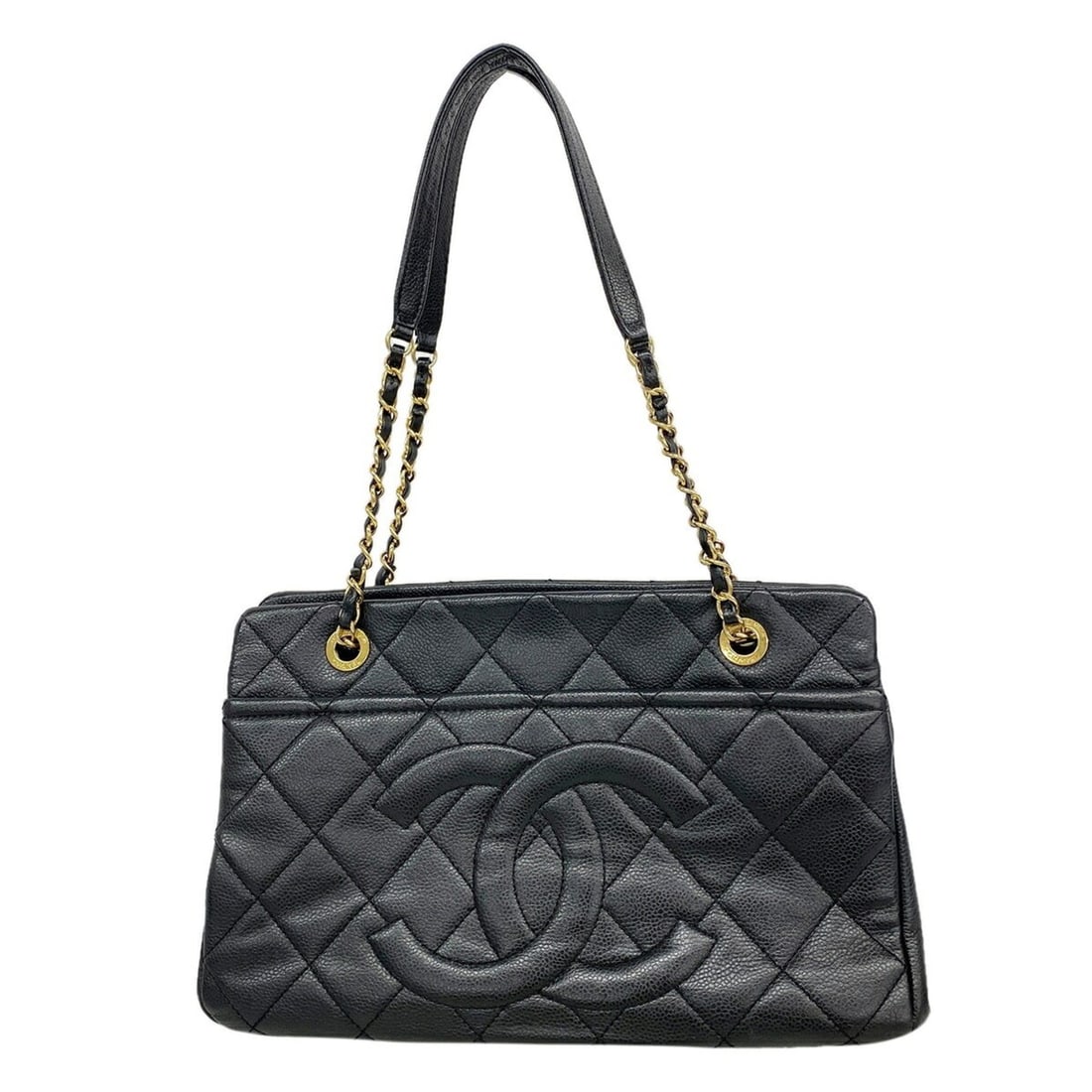 Chanel Tote Bag/Chain Tote, Matelassé Caviar Leather, Black, Women's OP025185: --- Catalog ---Category: SizeSize (HxWxD): 22cm x 32.5cm x 12cm / 8.66'' x 12.79'' x 4.72''Category: DesignType: Tote bagColor: BlackGender: WomenMaterial: Grained Calfskin Hardware Color: GoldCategor