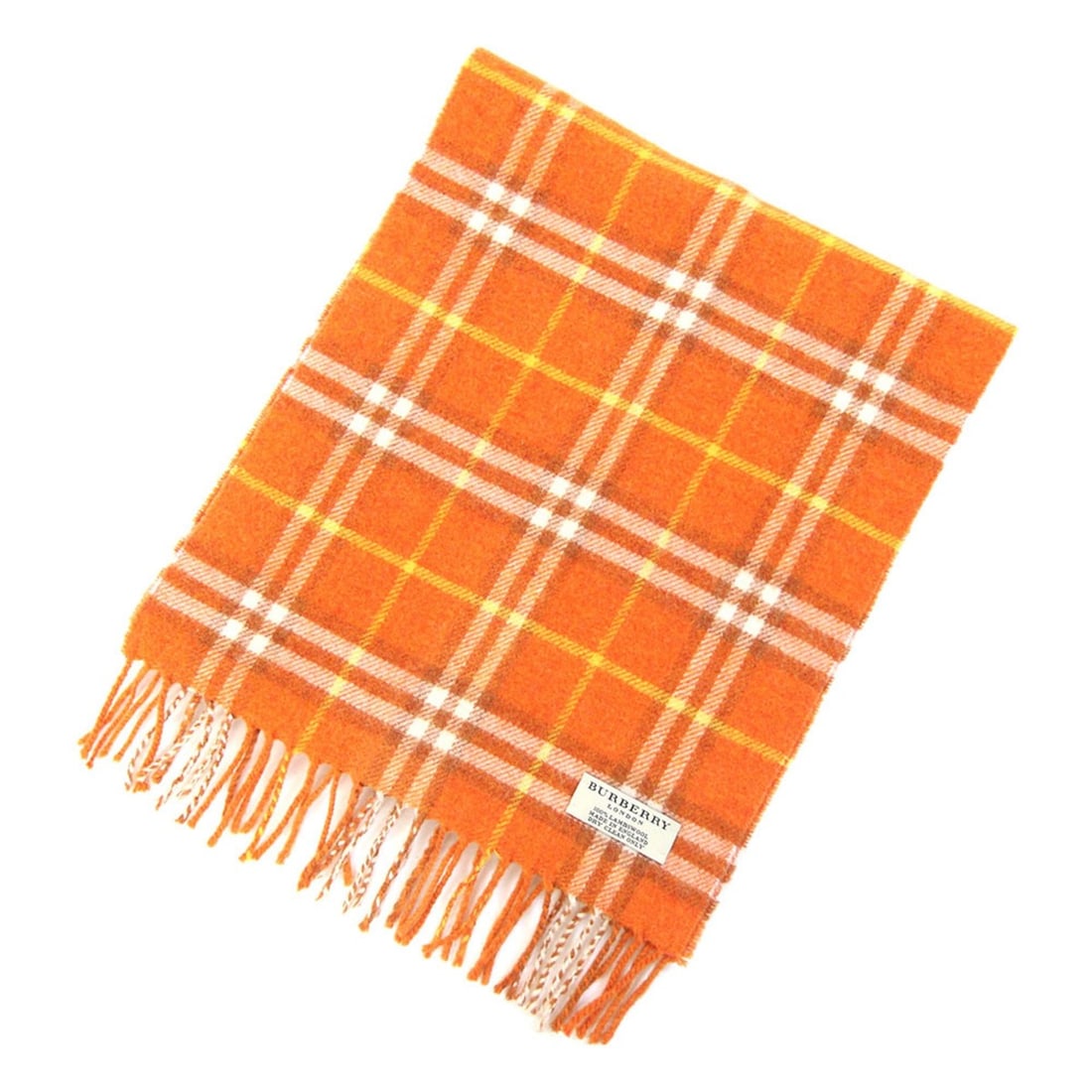 Burberry Scarf, Orange, 100% Lambswool, Stole, Muffler, Check Pattern, Women's, BURBERRY: --- Catalog ---Category: SizeSize (LxW): 30cm x 1.35m / 11.81'' x 53.14''Category: DesignType: StoleColor: OrangeGender: WomenMaterial: Wool Category: GeneralBrand: BurberryCountry of Origin: United K