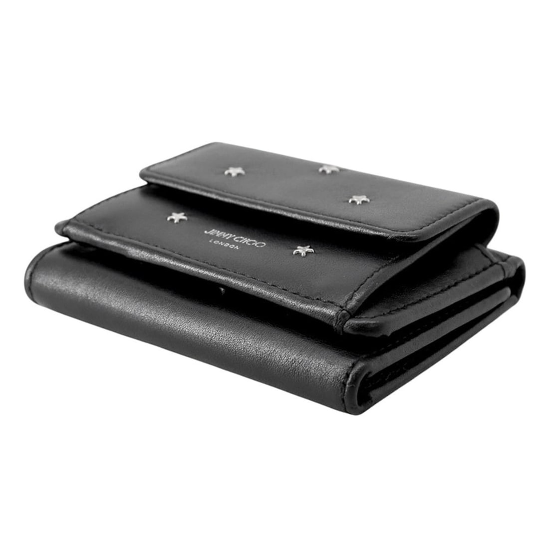 Jimmy Choo Nemo Studded Tri-fold Wallet, Compact Leather Black, Wallet for Women (1 of 15)