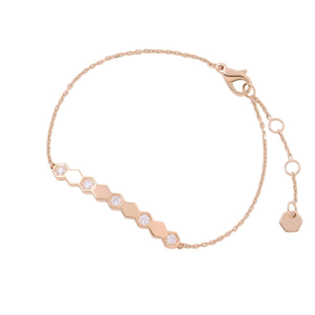 Chaumet Bracelet Bee de Diamond 5P Total 0.19ct 18KPG Pink Gold 084679 CHAUMET My Love Collection: --- Catalog ---Category: SizeTotal Length: 17cm / 6.69''Category: DesignType: Charm braceletGender: WomenMaterial: Pink gold (18K)Category: GeneralBrand: Chaumet--- Item List ---Section: ConditionRank