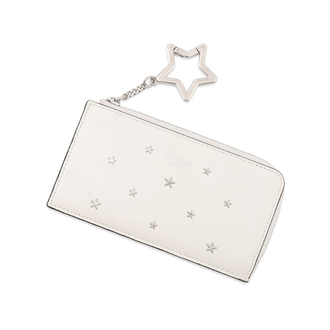 Jimmy Choo wallet/coin case, star stud leather, JIMMY CHOO wallet, business card holder/card WALLET: --- Catalog ---Category: SizeSize (HxWxD): 8cm x 14cm / 3.14'' x 5.51''Category: DesignType: Coin purse/coin caseColor: WhiteGender: WomenMaterial: Leather Category: GeneralBrand: Jimmy ChooCountry of