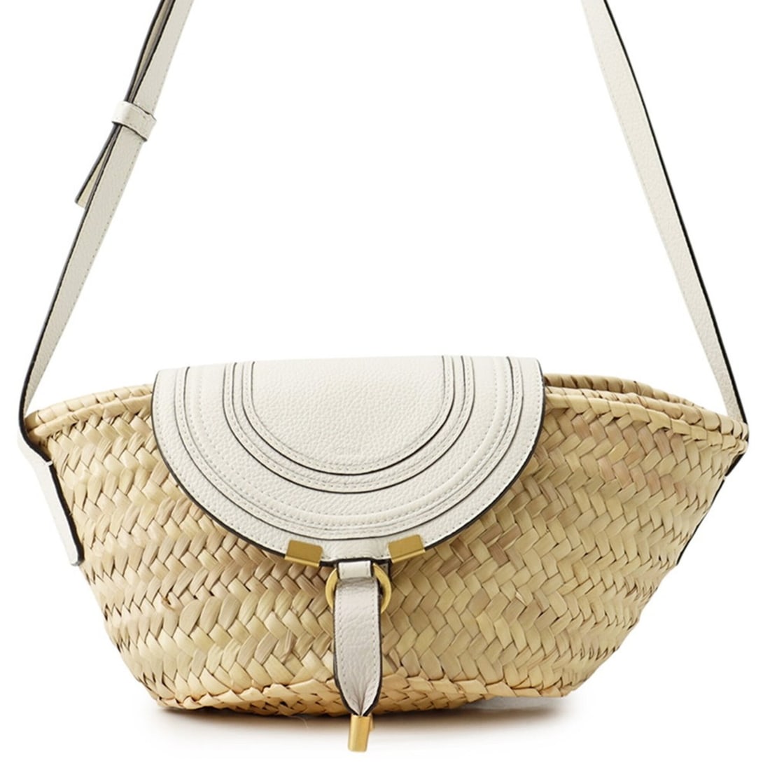 Chloé Chloe shoulder bag, Marcie small bucket raffia leather, white, Cuero handbag,: --- Catalog ---Category: SizeSize (HxWxD): 14.5cm x 34.5cm x 14cm / 5.7'' x 13.58'' x 5.51''Category: DesignType: Handbag, Shoulder bagColor: WhiteGender: WomenMaterial: Raffia , Leather Hardware Colo
