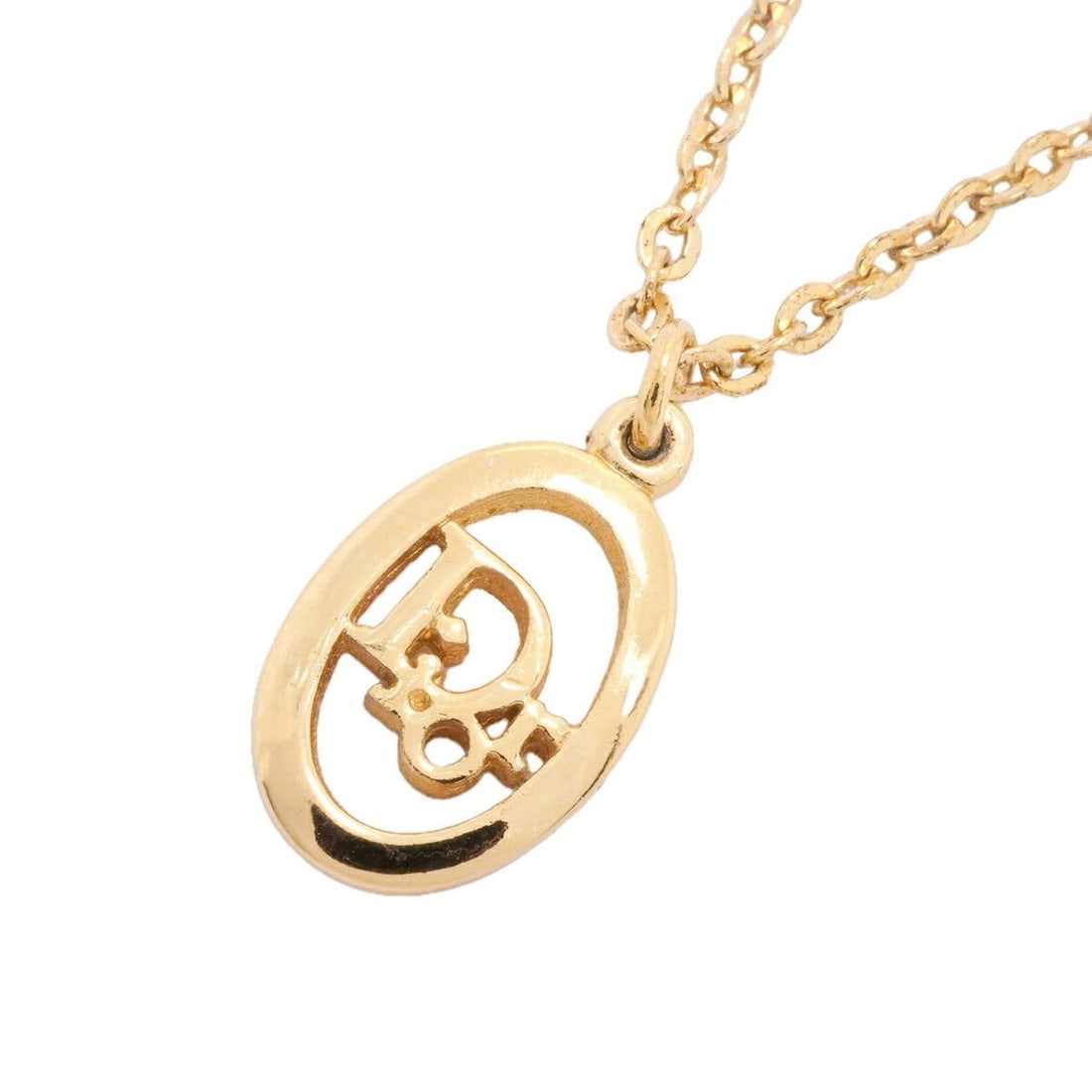 Christian Dior Necklace, Oval, GP Plated Gold, Women's: --- Catalog ---Category: SizePendant Size: 22.3mm x 11.4mm / 0.87'' x 0.44''Neck Circumference: 38 cm - 43.5 cm / 14.96'' - 17.12''Category: DesignColor: GoldGender: WomenMaterial: Gold platingNecklac