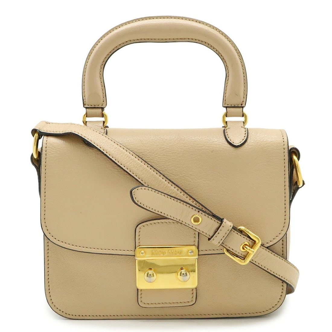 Miu Miu Miu Madras Handbag/Shoulder Bag, Leather, CIPRIA, Pink Beige, Purchased at a domestic: --- Catalog ---Category: SizeWeight: 680g / 1.49lb.Size (HxWxD): 18cm x 22cm x 4.5cm / 7.08'' x 8.66'' x 1.77''Strap Length: 129cm / 50.78''Category: DesignType: Handbag, Shoulder bagColor: Pink beige
