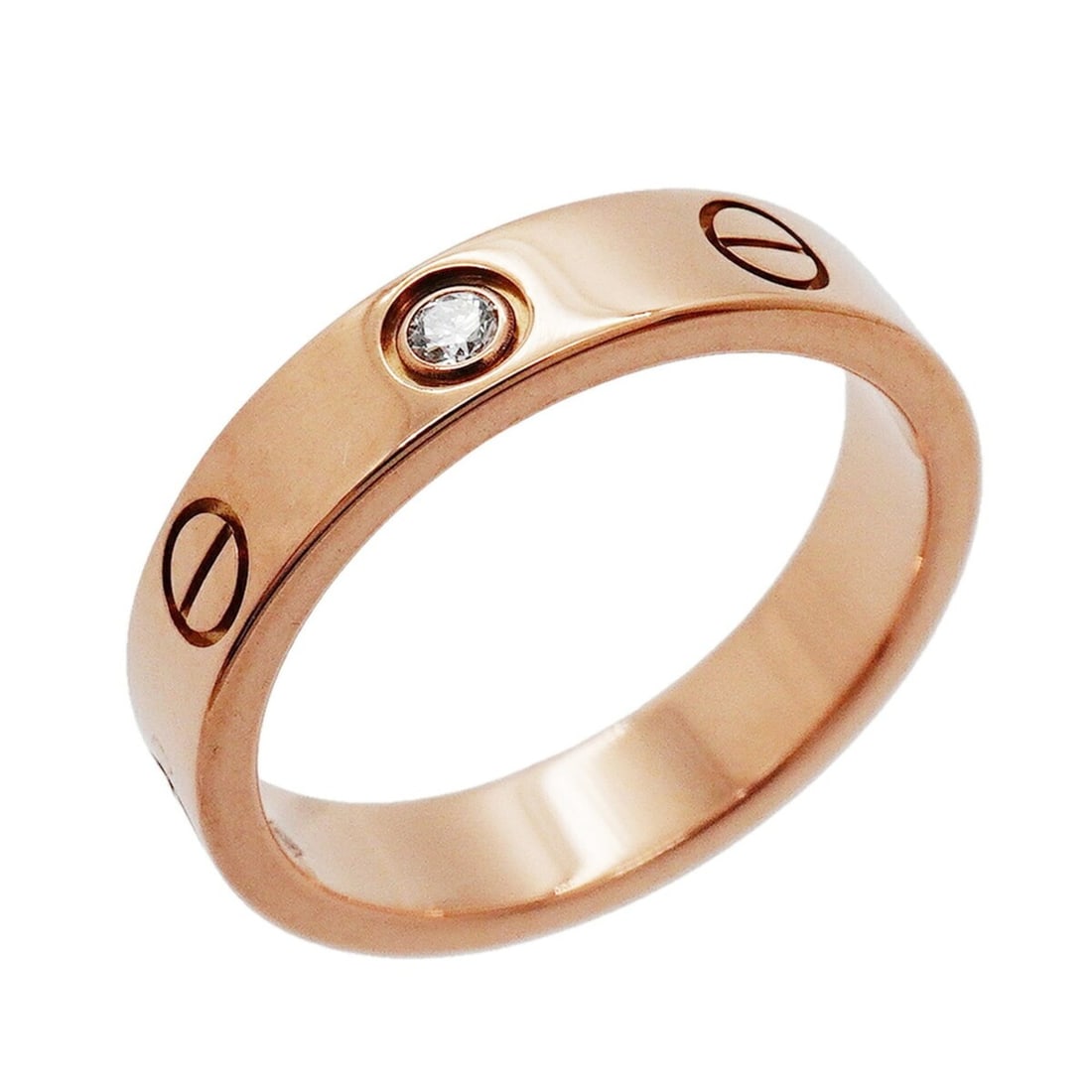 Cartier Mini Love Ring, 1PD (18K Pink Gold) with Diamond, Size 48, Women's: --- Catalog ---Category: SizeUS Size: 4.5Brand Size: 48Category: DesignType: Band ringStone: DiamondGender: WomenMaterial: Pink gold (18K)Category: GeneralBrand: Cartier--- Item List ---Section: Condi