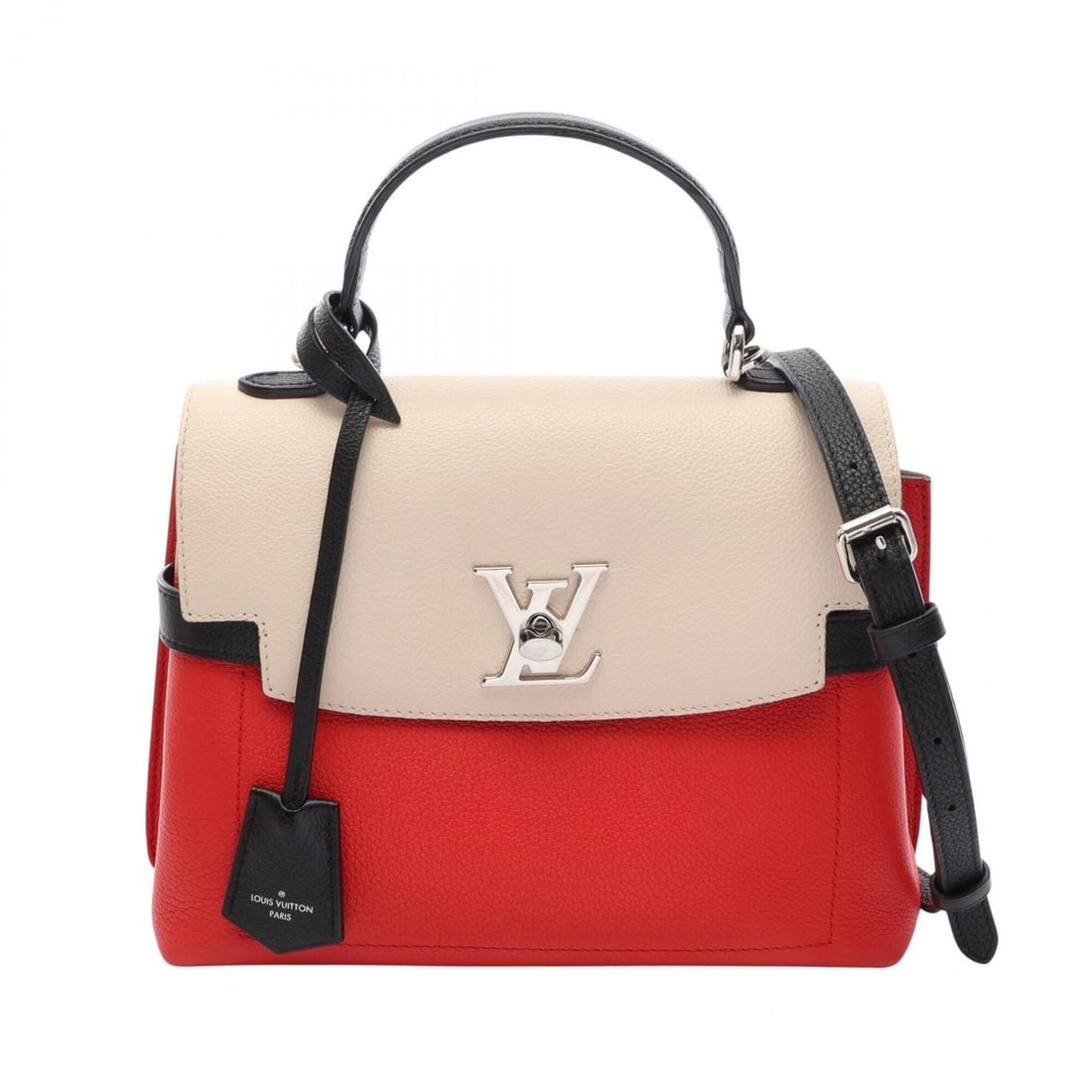 Louis Vuitton Lockme Ever BB 2-Way Handbag, Leather, Women's, Ivory, Red, Black, M53950: --- Catalog ---Category: SizeSize (HxWxD): 20cm x 25cm x 10.5cm / 7.87'' x 9.84'' x 4.13''Category: DesignType: HandbagColor: Black, Ivory, Red colorGender: WomenMaterial: Cuir Ombre leather Category: