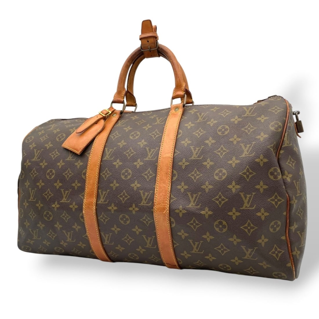 LOUIS VUITTON Keepall 50 Monogram Boston Bag Handbag Leather Brown Gold Hardware U11: --- Catalog ---Category: SizeSize (HxWxD): 26cm x 50cm x 22cm / 10.23'' x 19.68'' x 8.66''Category: DesignType: Boston bag, HandbagColor: Brown, MonogramGender: Women,MenMaterial: Monogram , Leather C