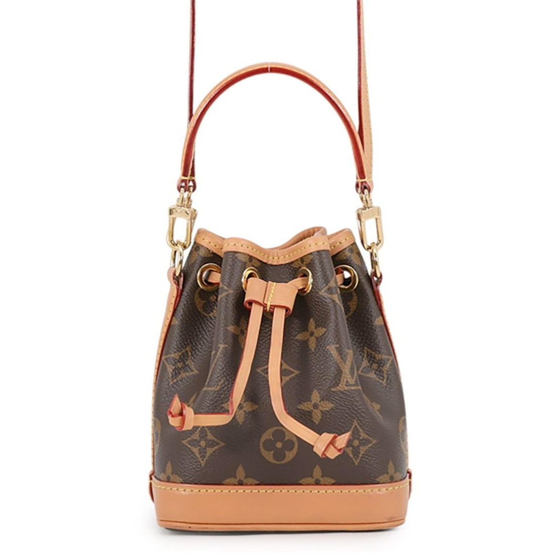 Louis Vuitton handbag, Monogram Nano Noe M81266, LOUIS VUITTON 2-way shoulder bag, handbag for: --- Catalog ---Category: SizeSize (HxWxD): 15.5cm x 13cm x 10cm / 6.1'' x 5.11'' x 3.93''Category: DesignType: Handbag, Shoulder bagColor: BrownGender: WomenMaterial: Monogram Hardware Color: GoldCate
