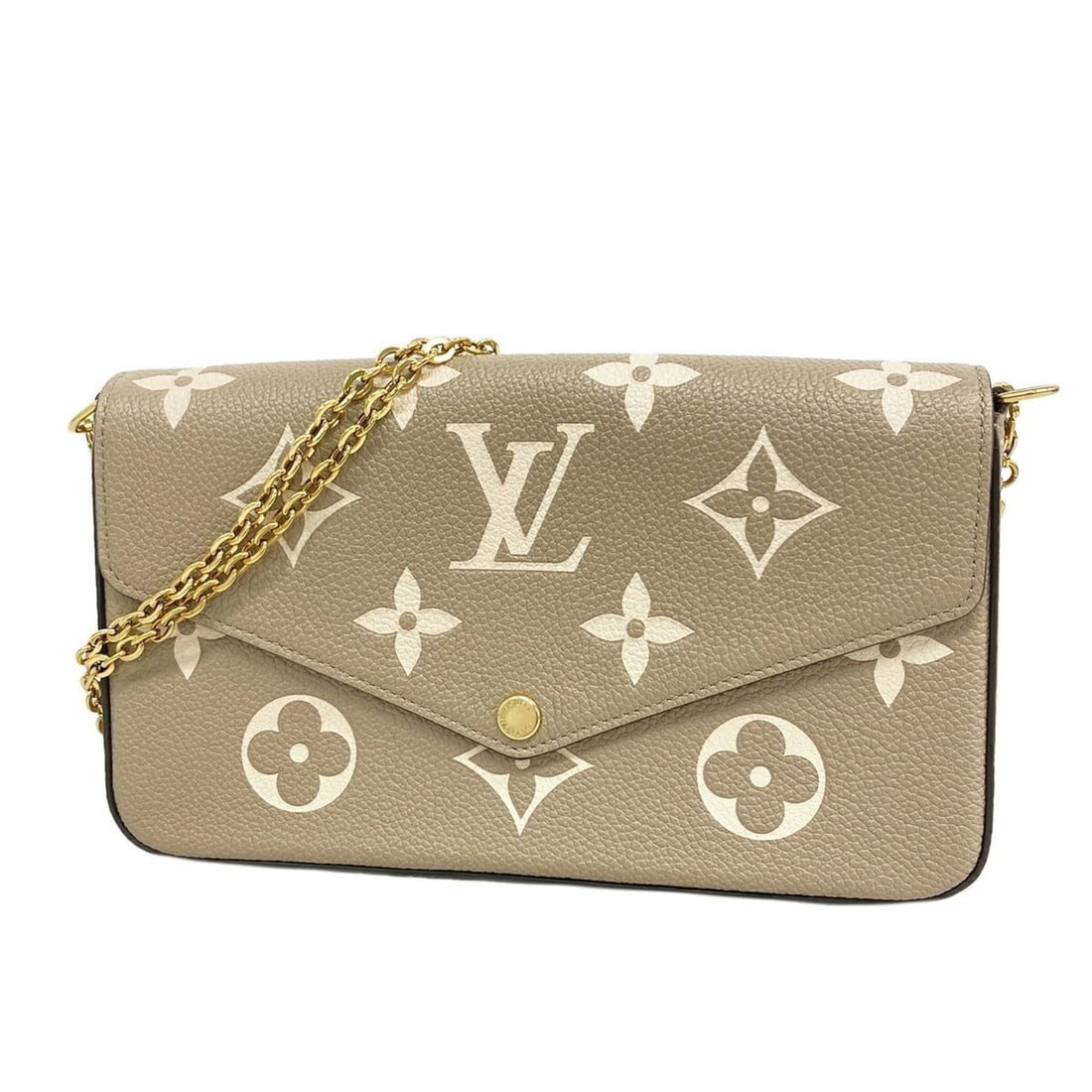 Louis Vuitton Wallet/Shoulder Wallet Monogram Empreinte Bicolor Pochette Felicie M69977 Tourtrere: --- Catalog ---Category: SizeSize (HxWxD): 12cm x 21cm x 3cm / 4.72'' x 8.26'' x 1.18''Category: DesignType: Chain/Shoulder walletColor: Cream, TourterelleGender: WomenCategory: GeneralMPN: M69977Bran