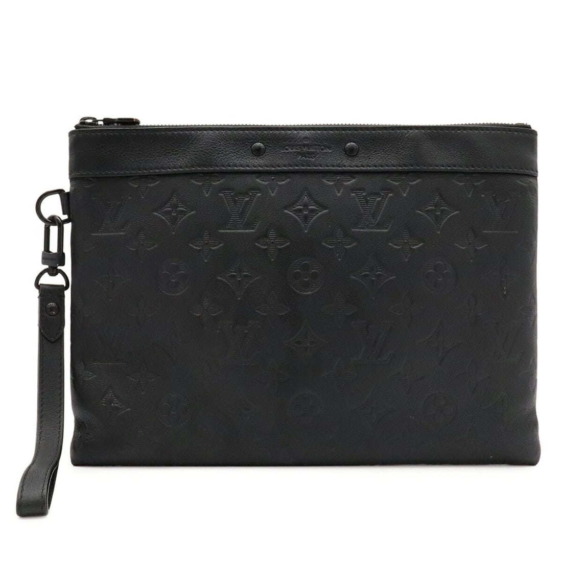 LOUIS VUITTON Louis Vuitton Monogram Shadow Pochette To Go Clutch Bag Second Noir Black M81570 (1 of 13)
