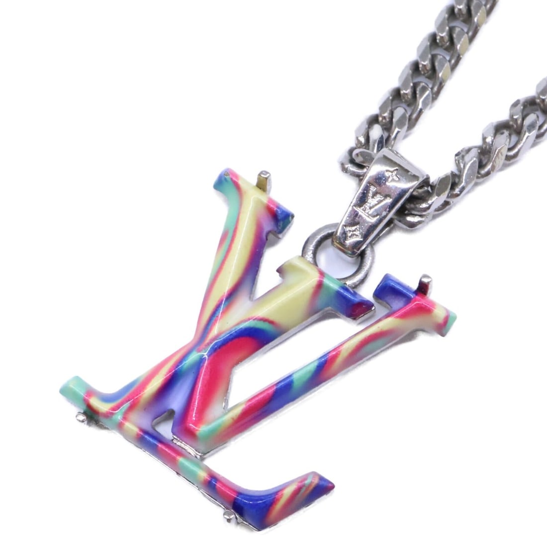 LOUIS VUITTON MP3353 Collier LV Psychedelic Necklace, Silver, Multicolor, Women's: --- Catalog ---Category: SizePendant Size: 20.8mm x 18.7mm / 0.81'' x 0.73''Neck Circumference: 61 cm / 24.01''Category: DesignColor: Multi-color, SilverGender: WomenMaterial: MetalNecklace Type: Neck