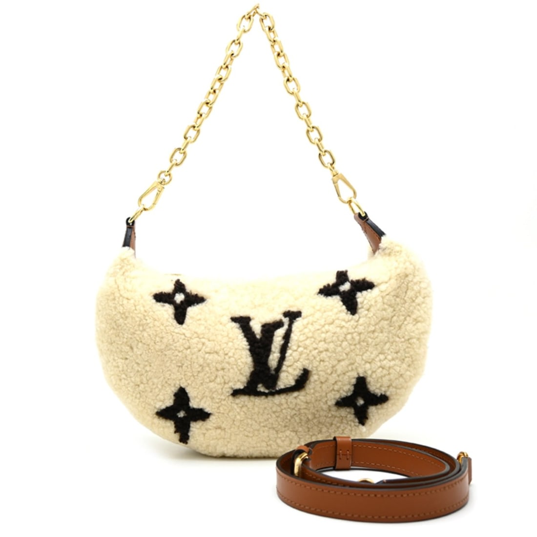 Louis Vuitton LV SKI Over the Moon Women's Shoulder Bag M23321 Monogram Giant Shearling Mouton Ivory: --- Catalog ---Category: SizeSize (HxWxD): 19cm x 30cm x 10cm / 7.48'' x 11.81'' x 3.93''Category: DesignType: Shoulder bagColor: Brown, IvoryGender: WomenMaterial: Monogram Category: GeneralMPN: M233