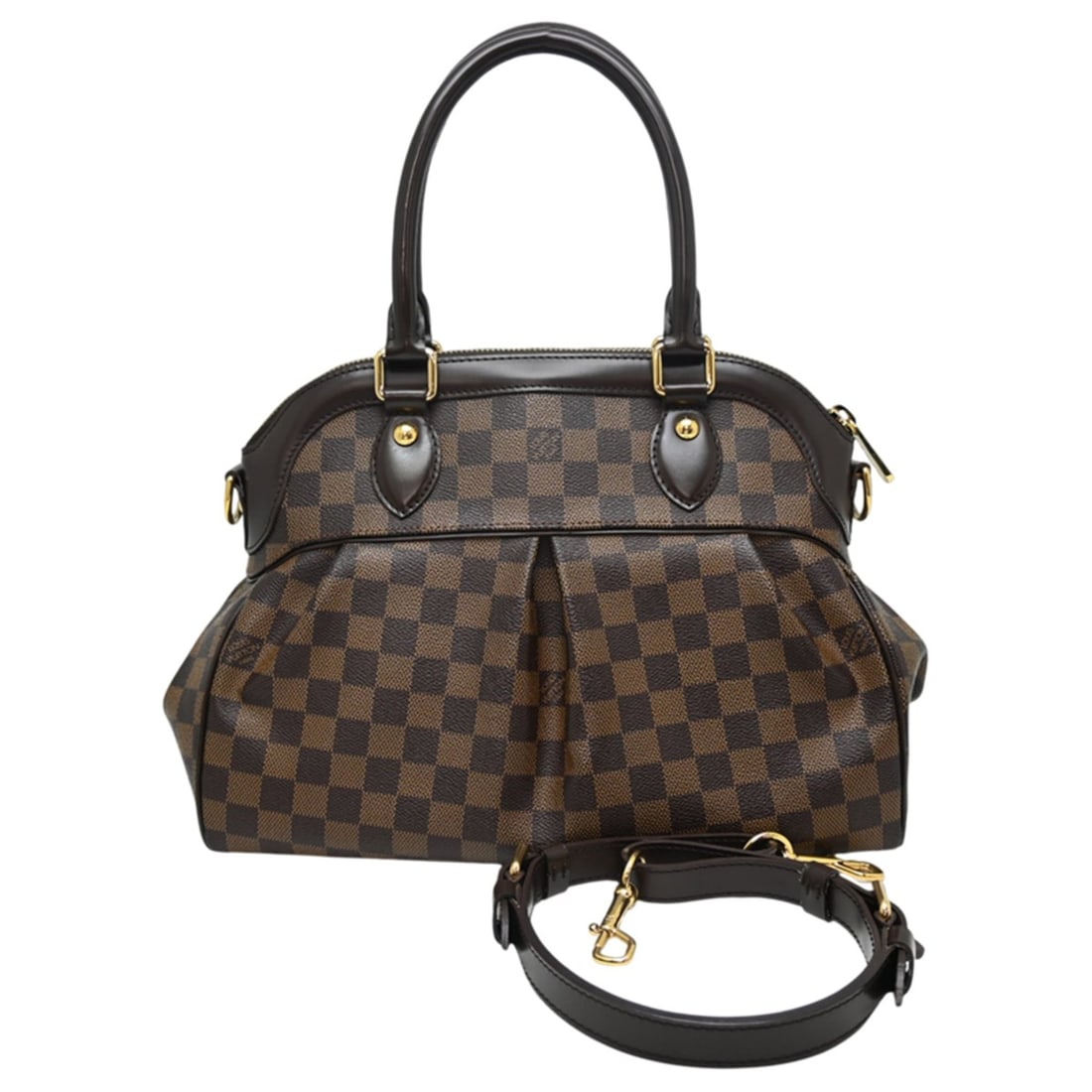 Louis Vuitton Trevi PM Women's Handbag N51997 (Discontinued) Damier Ebene (Brown): --- Catalog ---Category: SizeSize (HxWxD): 25cm x 35cm x 15cm / 9.84'' x 13.77'' x 5.9''Category: DesignType: HandbagColor: Brown, Damier Canvas, EbeneGender: WomenCategory: GeneralMPN: N51997Brand: L