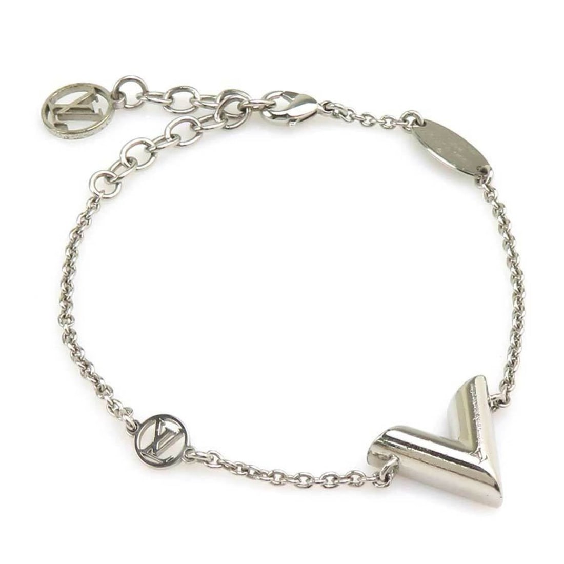 Louis Vuitton Essential V Metal Bracelet, Silver, Women's, M63198 r11406i (1 of 13)