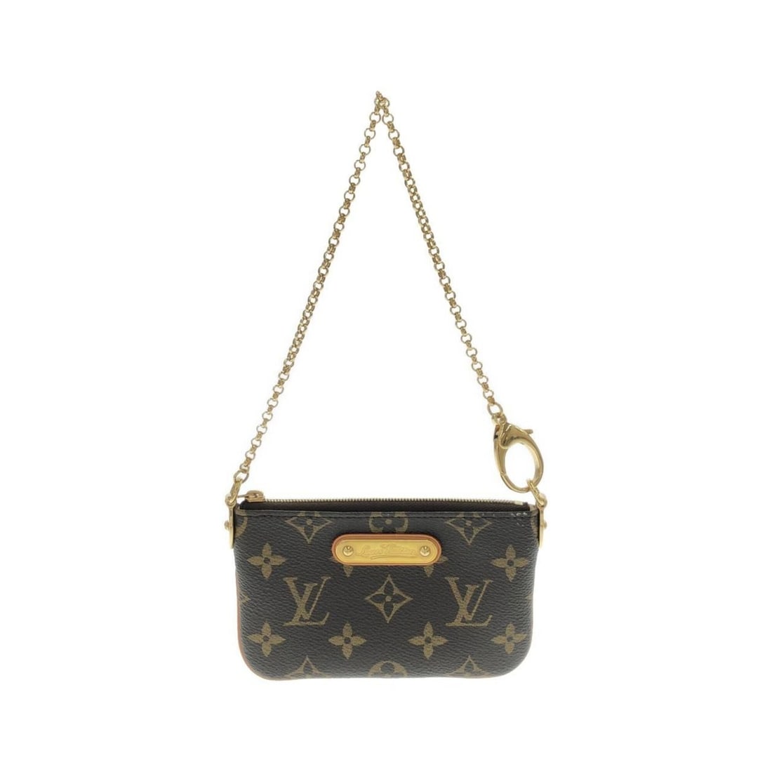 Louis Vuitton Monogram Pochette Mila PM M60095 Accessory Pouch: --- Catalog ---Category: SizeSize (HxWxD): 10cm x 15cm x 2cm / 3.93'' x 5.9'' x 0.78''Category: DesignType: Pochette, PouchColor: BrownGender: Women,MenMaterial: Coated canvas Category: GeneralMPN: M6