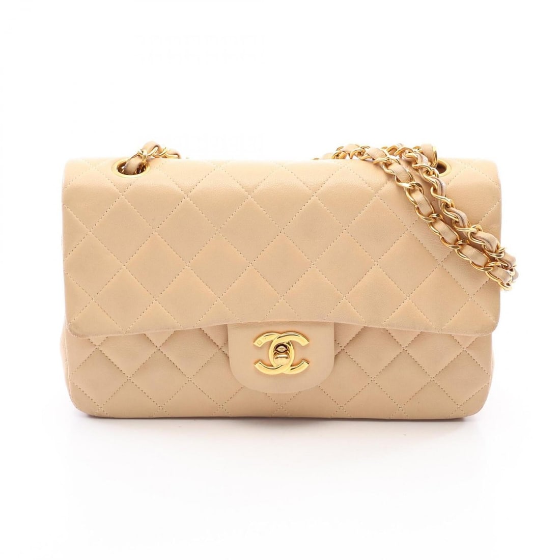 Chanel Matelassé Double Flap Shoulder Bag/Handbag, Lambskin Leather, Women's, Beige: --- Catalog ---Category: SizeSize (HxWxD): 14cm x 23cm x 6cm / 5.51'' x 9.05'' x 2.36''Category: DesignType: Handbag, Shoulder bagColor: BeigeGender: WomenMaterial: Leather Hardware Color: GoldLeather