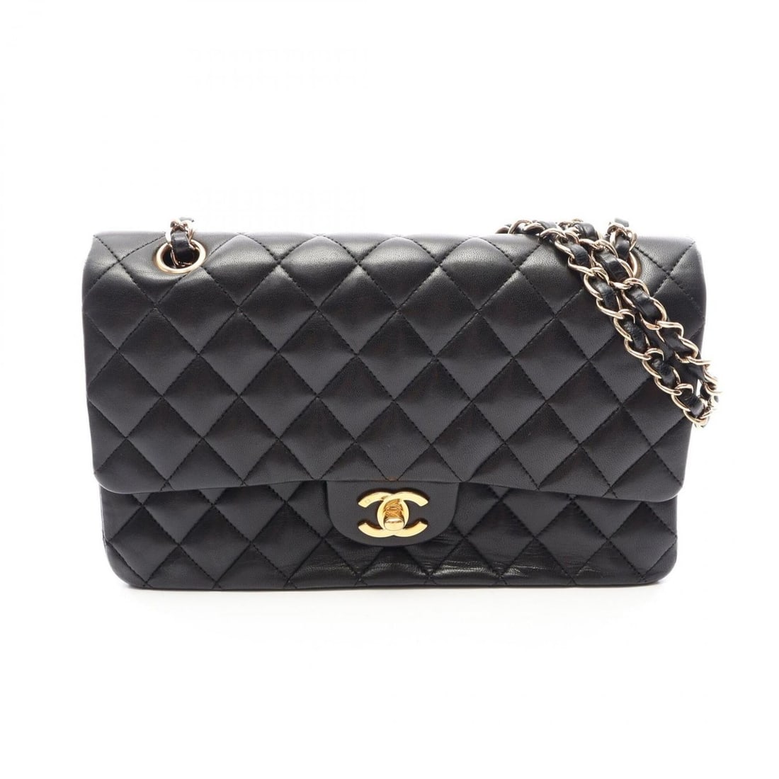 Chanel Matelassé Double Flap Shoulder Bag/Handbag, Lambskin Leather, Women's, Black: --- Catalog ---Category: SizeSize (HxWxD): 16cm x 25cm x 6.5cm / 6.29'' x 9.84'' x 2.55''Category: DesignType: Handbag, Shoulder bagColor: BlackGender: WomenMaterial: Leather Hardware Color: GoldLeath