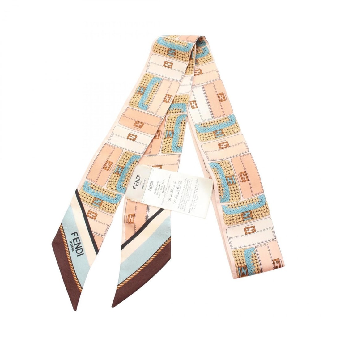 Fendi WRAPPY Baguette Bag Motif Ribbon Scarf/Muffler, Silk, Women's, Pink/Blue/Multicolor: --- Catalog ---Category: SizeSize (LxW): 1.15m x 5cm / 45.66'' x 1.96''Category: DesignType: ScarfColor: Blue, Multi-color, PinkGender: WomenMaterial: Silk Category: GeneralBrand: Fendi--- Item List -