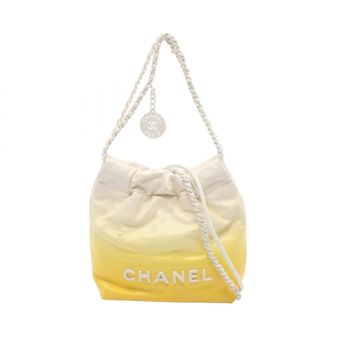 Chanel CHANEL 22 Mini 2-Way Shoulder Bag/Handbag, White Hardware, Leather, Women's, Ivory/Yellow,: --- Catalog ---Category: SizeSize (HxWxD): 19cm x 17.5cm x 6cm / 7.48'' x 6.88'' x 2.36''Category: DesignType: Handbag, Shoulder bagColor: Ivory, White, YellowGender: WomenMaterial: Leather Category: 