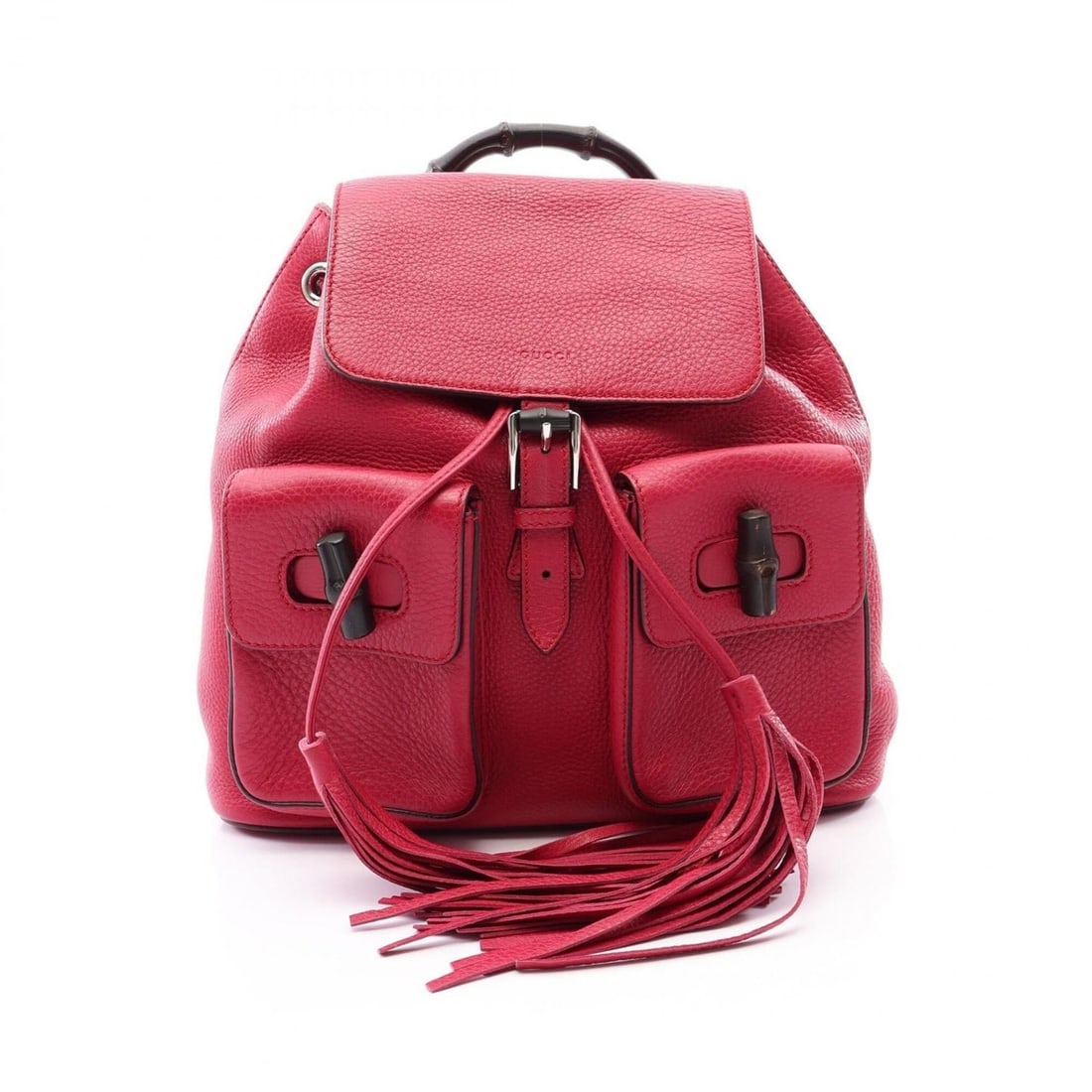 Gucci Bamboo Tassel Backpack/Handbag, Leather, Women's, Pink, 370833: --- Catalog ---Category: SizeSize (HxWxD): 29cm x 30cm x 9cm / 11.41'' x 11.81'' x 3.54''Category: DesignType: Backpack, HandbagColor: PinkGender: WomenMaterial: Leather Category: GeneralMPN: 370833Br