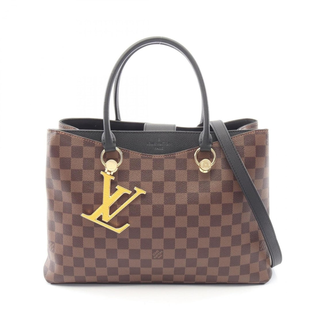 Louis Vuitton LV Riverside Damier Ebene Noir 2-Way Handbag, Coated Canvas Leather, Women's,: --- Catalog ---Category: SizeSize (HxWxD): 24cm x 36cm x 12cm / 9.44'' x 14.17'' x 4.72''Category: DesignType: HandbagColor: Black, BrownGender: WomenMaterial: Coated canvas , Leather Category: Genera