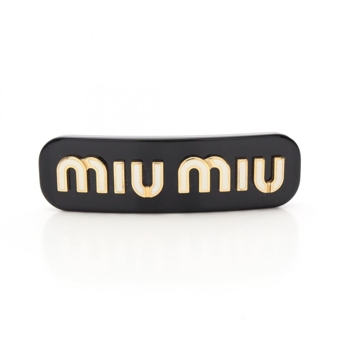 Miu Miu Miu Barrette Accessory, Gold Plated (GP), Plastic, Women's, Black, White, Gold,: --- Catalog ---Category: SizeSize (LxW): 2cm x 7.5cm / 0.78'' x 2.95''Category: DesignType: BarretteColor: Black, Gold, WhiteGender: WomenMaterial: Gold plating, PlasticCategory: GeneralMPN: 5IF0712F7