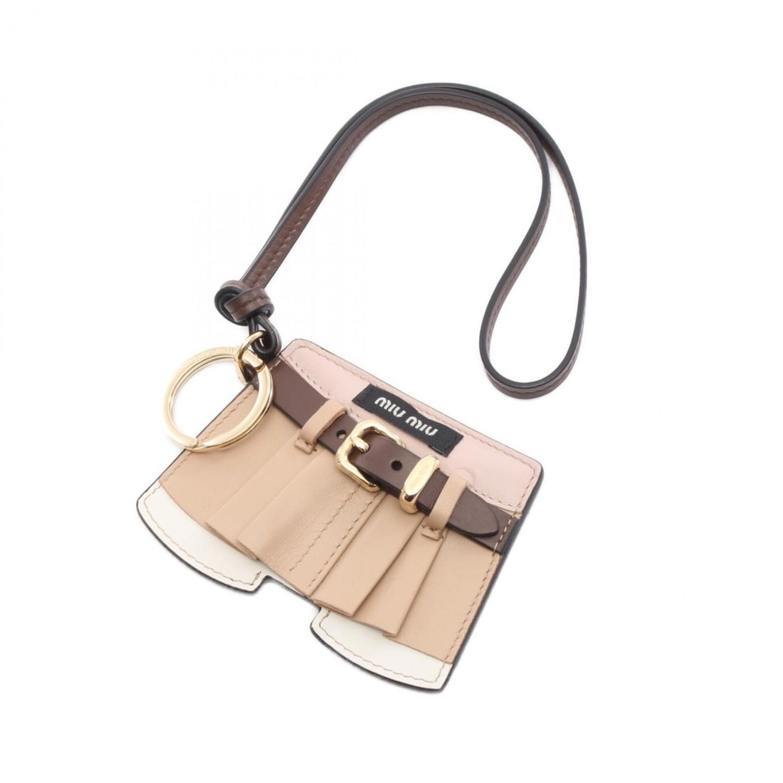 Miu Miu Miu Trick Keychain Accessory Leather Women's Beige/Brown Multicolor 5TL5312CUKF0065: --- Catalog ---Category: SizeSize (HxWxD): 34cm x 9.5cm / 13.38'' x 3.74''Category: DesignType: KeyringColor: Beige, Brown, Multi-colorGender: WomenMaterial: LeatherCategory: GeneralMPN: 5TL5312CUKF00
