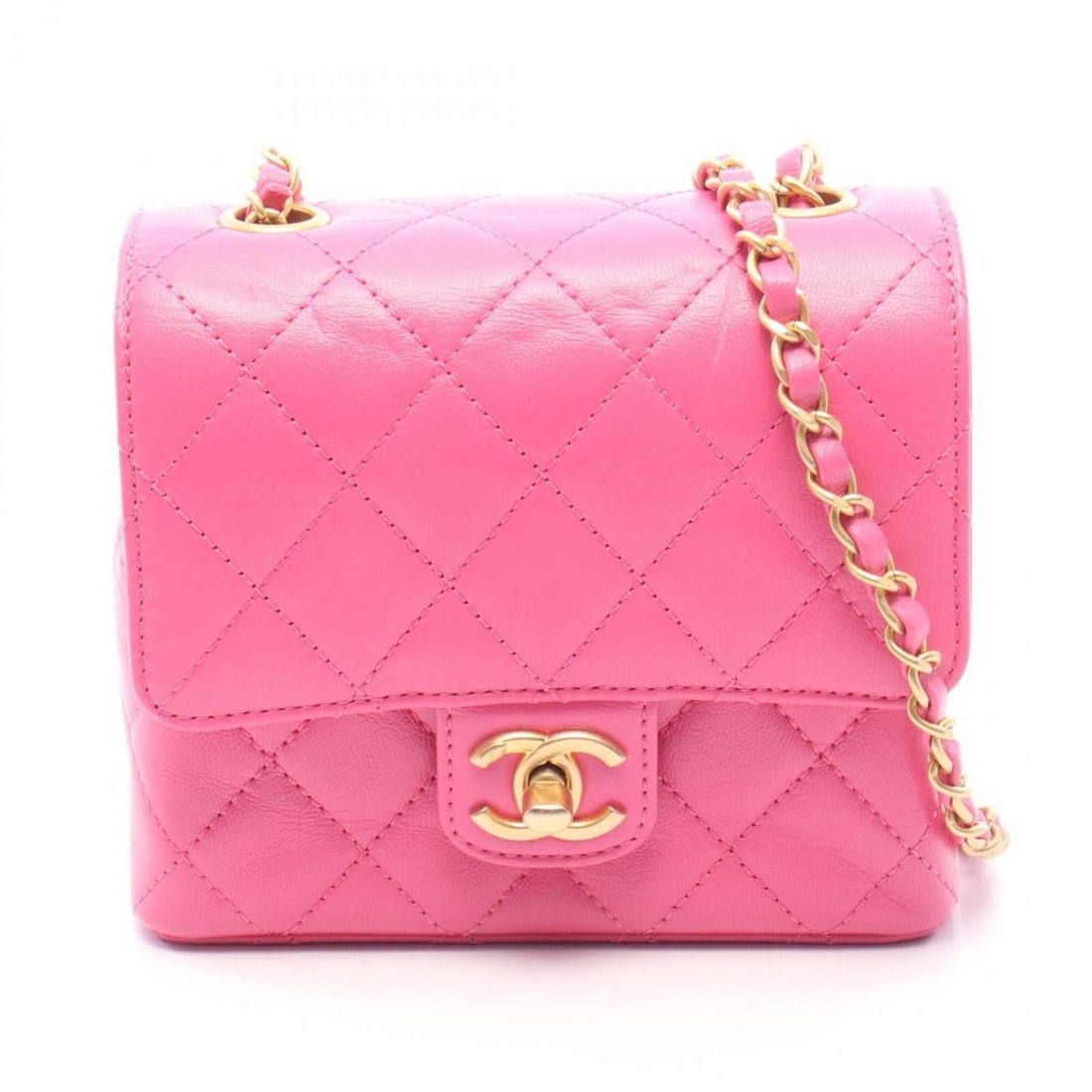 Chanel Matelassé Mini Flap Chain Shoulder Bag, Leather Handbag, Women's, Pink: --- Catalog ---Category: SizeSize (HxWxD): 14cm x 15.5cm x 7.5cm / 5.51'' x 6.1'' x 2.95''Strap Length: 109cm / 42.91''Category: DesignType: Handbag, Shoulder bagColor: PinkGender: WomenMaterial: Leat