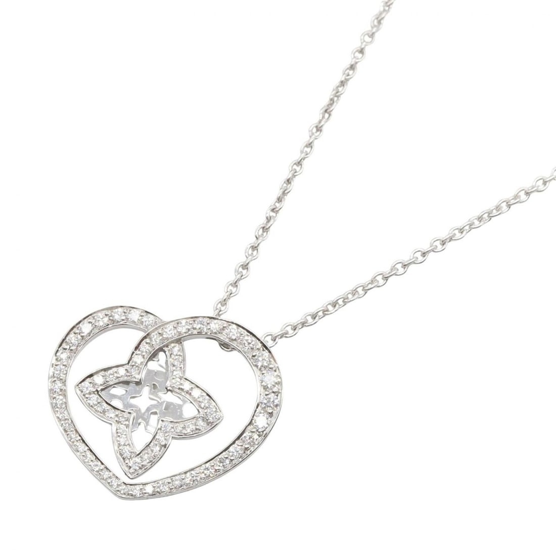 Louis Vuitton Pendant Cool Diamond Necklace, 18K White Gold (18KWG), Diamond, Women's, Silver/Clear: --- Catalog ---Category: SizePendant Size: 15mm x 19mm / 0.59'' x 0.74''Neck Circumference: 41 cm - 43.5 cm / 16.14'' - 17.12''Category: DesignColor: Clear, SilverGender: WomenMaterial: White gold (18