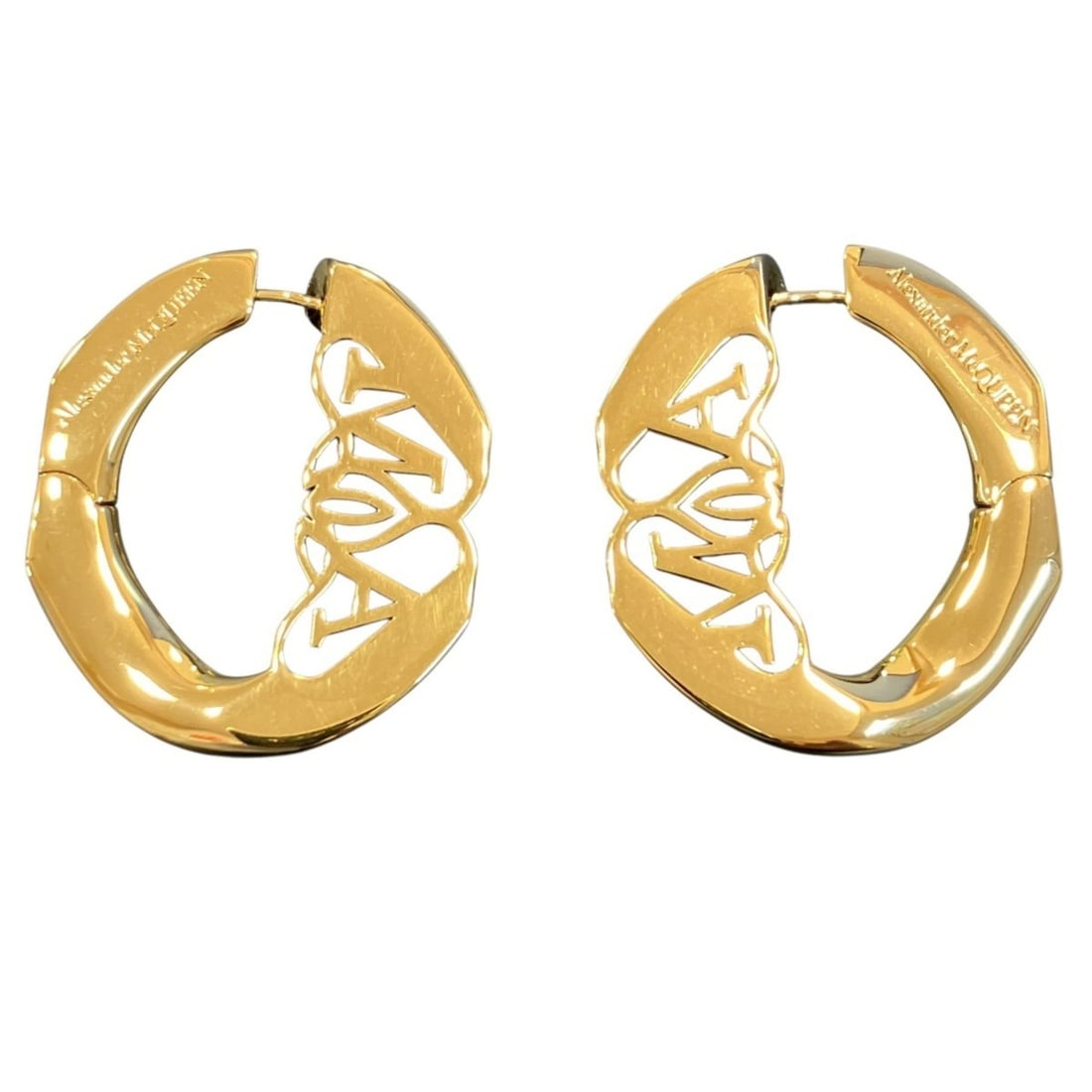 Alexander McQueen earrings, accessory, total weight 10.7g, brass.: --- Catalog ---Category: SizeSize (HxWxD): 36.00mm x 30.00mm x 3.00mm / 1.42'' x 1.18'' x 0.12''Category: DesignType: Stud earringsGender: WomenMaterial: BrassCategory: GeneralBrand: Alexander McQueen