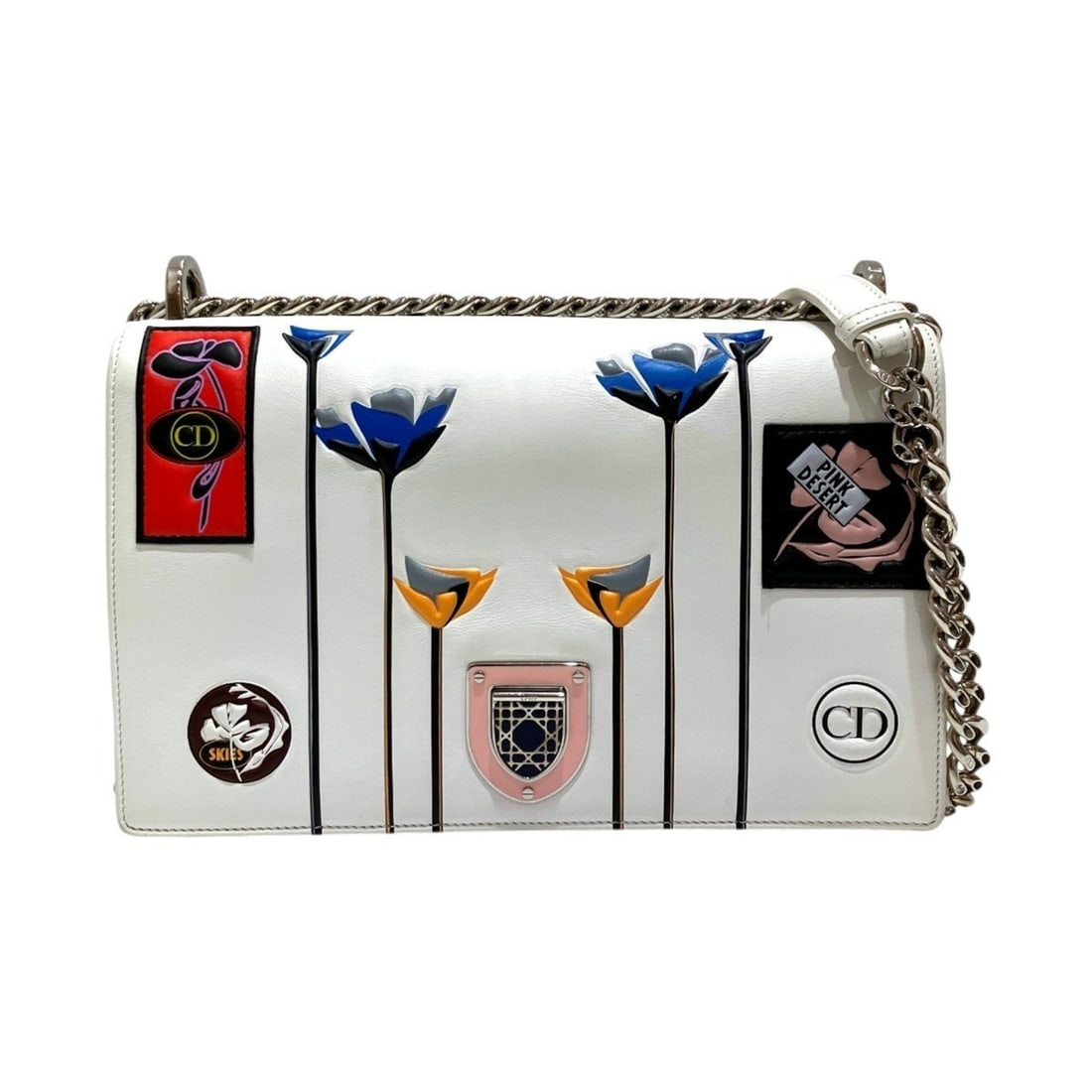 Christian Dior shoulder bag, Diorama Paradise, lambskin.: --- Catalog ---Category: SizeSize (HxWxD): 15.5cm x 24.5cm x 7.5cm / 6.1'' x 9.64'' x 2.95''Category: DesignType: Shoulder bagColor: Multi-color, WhiteGender: WomenMaterial: Leather Category: GeneralB
