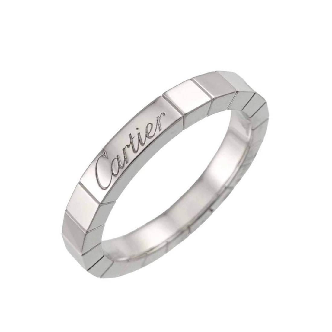 Cartier Laniere Ring #55, 18K White Gold (750): --- Catalog ---Category: SizeUS Size: 7.5Brand Size: 55Category: DesignType: Band ringGender: Men,WomenMaterial: White gold (18K)Category: GeneralBrand: Cartier--- Item List ---Section: ConditionRanki