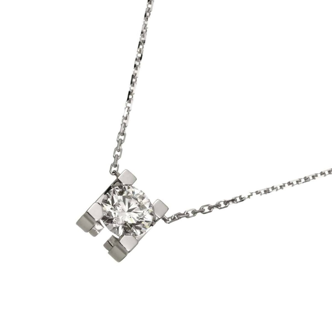 Cartier C De Diamond Necklace, 0.70ct, H VS2 clarity, 3EX cut, 42cm length, 18K White Gold 750.: --- Catalog ---Category: SizePendant Size: 7.9mm x 6.3mm / 0.31'' x 0.24''Neck Circumference: 42 cm / 16.53''Category: DesignGender: WomenMaterial: White gold (18K)Necklace Type: NecklaceCategory: Gen