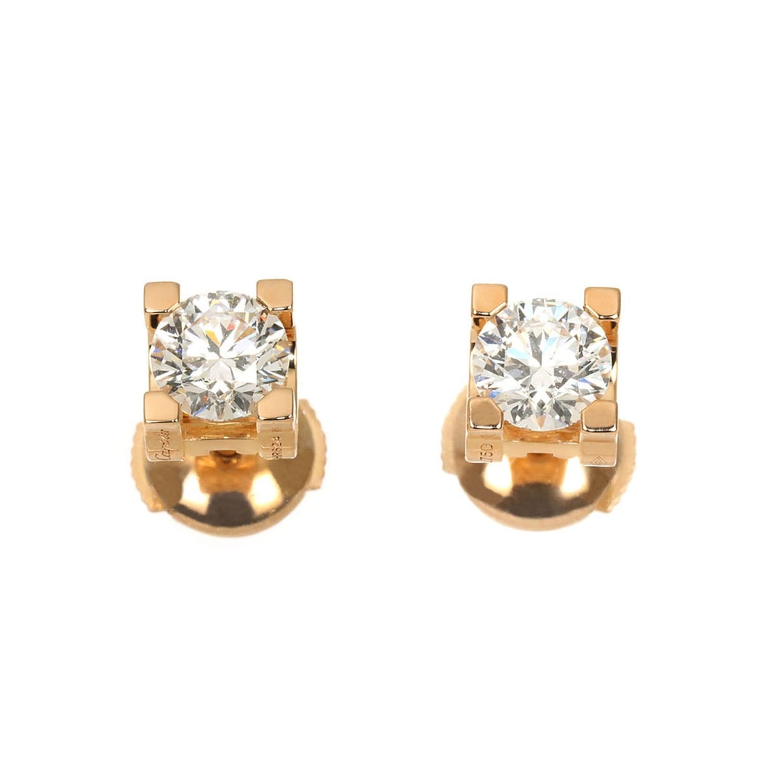 Cartier C de Diamond Earrings, 0.63ct, D VVS2, 3EX, 18K Pink Gold (750), Pierced Earrings (1 of 15)