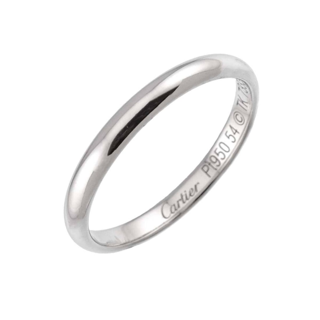 Cartier 1895 Classic #54 Ring, Platinum, 2.5mm width.: --- Catalog ---Category: SizeUS Size: 7Brand Size: 54Category: DesignType: Band ringGender: Women,MenMaterial: Platinum 950Category: GeneralBrand: Cartier--- Item List ---Section: ConditionRanking: Ra