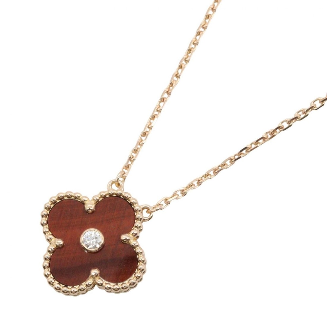 Van Cleef & Arpels Vintage Alhambra Bullseye 1PD Necklace - 18KPG (Pink Gold) Diamond for Women Gold: --- Catalog ---Category: SizePendant Size: 15mm x 15mm / 0.59'' x 0.59''Neck Circumference: 37.5 cm - 42 cm / 14.76'' - 16.53''Category: DesignColor: Brown, Clear, GoldGender: WomenMaterial: Pink gold