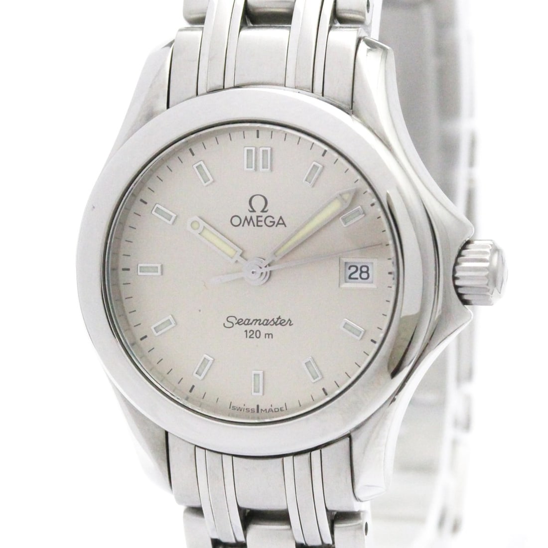 OMEGA Seamaster 120M Steel Quartz Ladies Watch 2571.33 Polished: --- Catalog ---Category: SizeCase Diameter: 28mm / 1.1''Category: DesignType: WristwatchStyle: Dress/FormalGender: WomenColor (Dial): SilverMaterial (Band): Stainless steelMaterial (Case): Stainless s