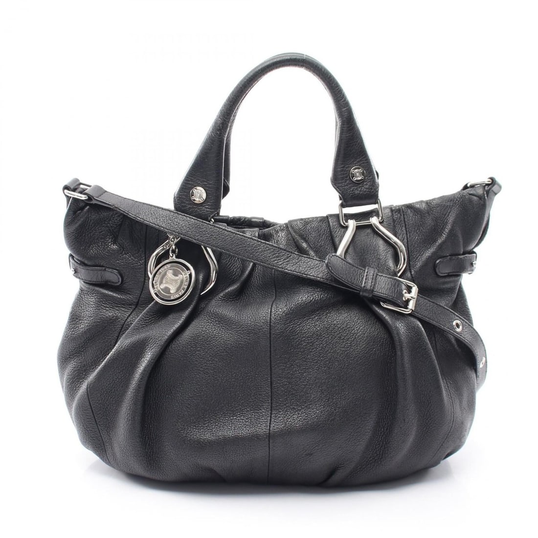 Celine Pillow 2-Way Shoulder Bag/Handbag, Leather, Women's, Black: --- Catalog ---Category: SizeSize (HxWxD): 25cm x 25cm x 11cm / 9.84'' x 9.84'' x 4.33''Category: DesignType: Handbag, Shoulder bagColor: BlackGender: WomenMaterial: Leather Category: GeneralBrand: Ce