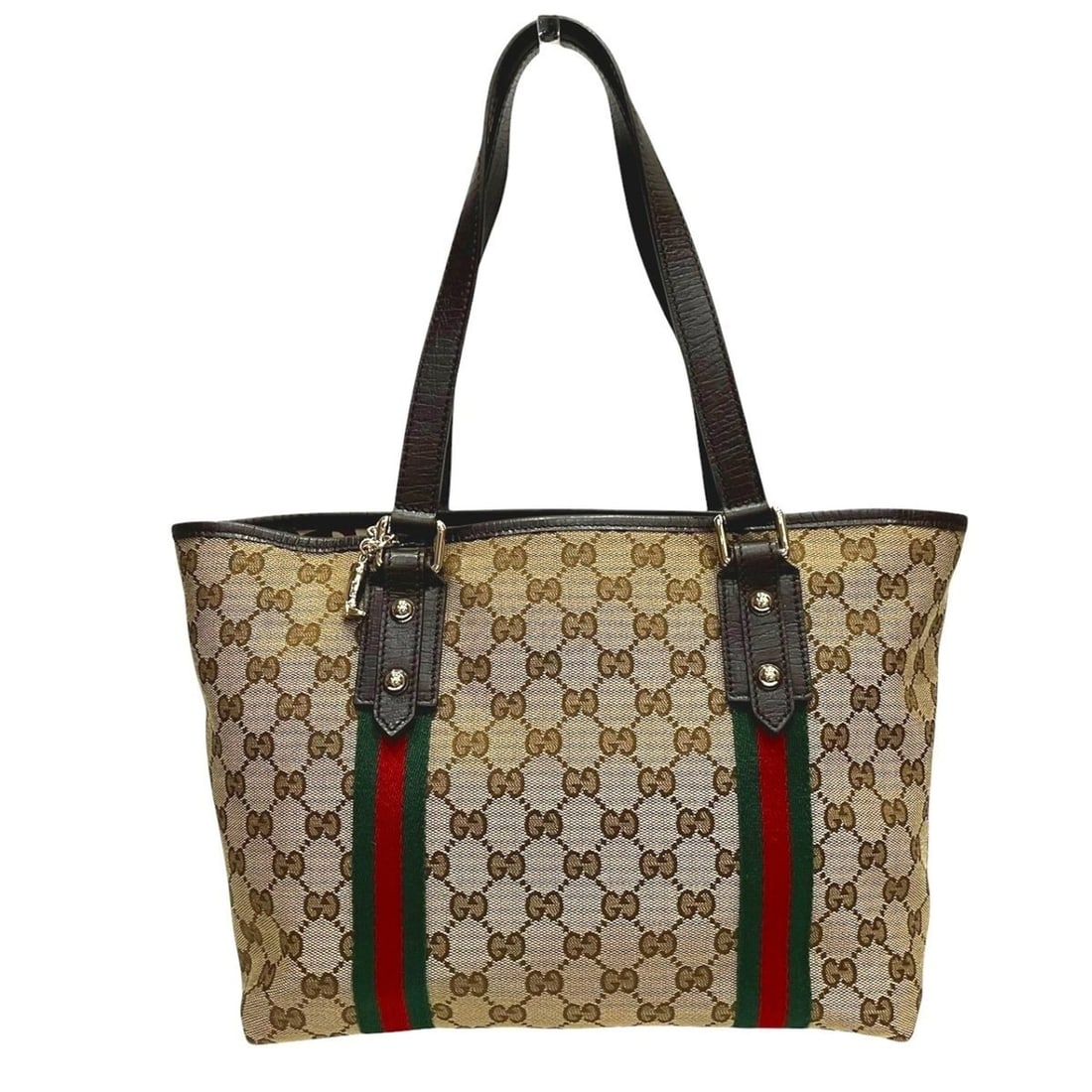 Gucci tote bag, Sherry line, canvas and leather, 137396: --- Catalog ---Category: SizeSize (HxWxD): 22cm x 27cm x 12cm / 8.66'' x 10.62'' x 4.72''Handle Length: 53cm / 20.86''Category: DesignType: Tote bagColor: Beige, BrownGender: WomenMaterial: Canvas , L