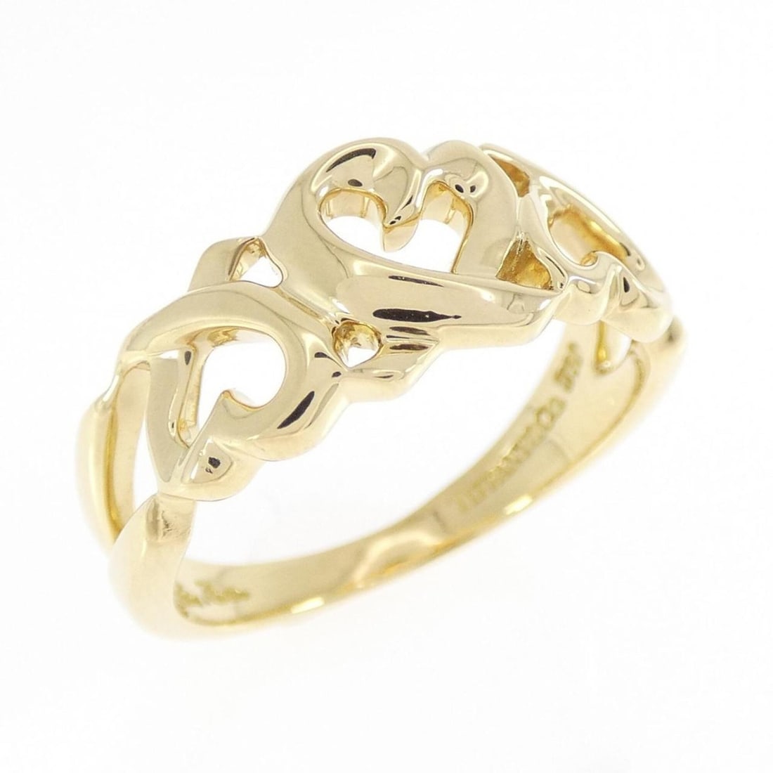 Tiffany Triple Loving Heart Ring: --- Catalog ---Category: SizeJP Size: 14US Size: 7Category: DesignType: Band ringGender: WomenMaterial: Yellow gold (18K)Category: GeneralBrand: Tiffany--- Item List ---Section: ConditionRanking: