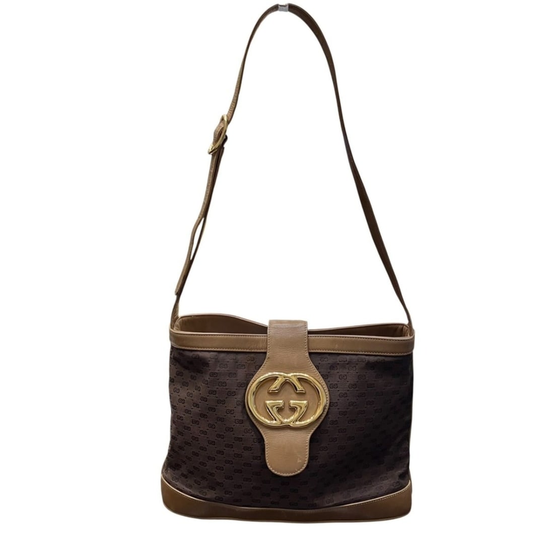 Gucci GG Plus Shoulder Bag, Leather & Canvas, 30 001 1633: --- Catalog ---Category: SizeSize (HxWxD): 22cm x 28cm x 6cm / 8.66'' x 11.02'' x 2.36''Strap Length: 71cm - 80cm / 27.95'' - 31.49''Category: DesignType: Shoulder bagColor: BrownGender: