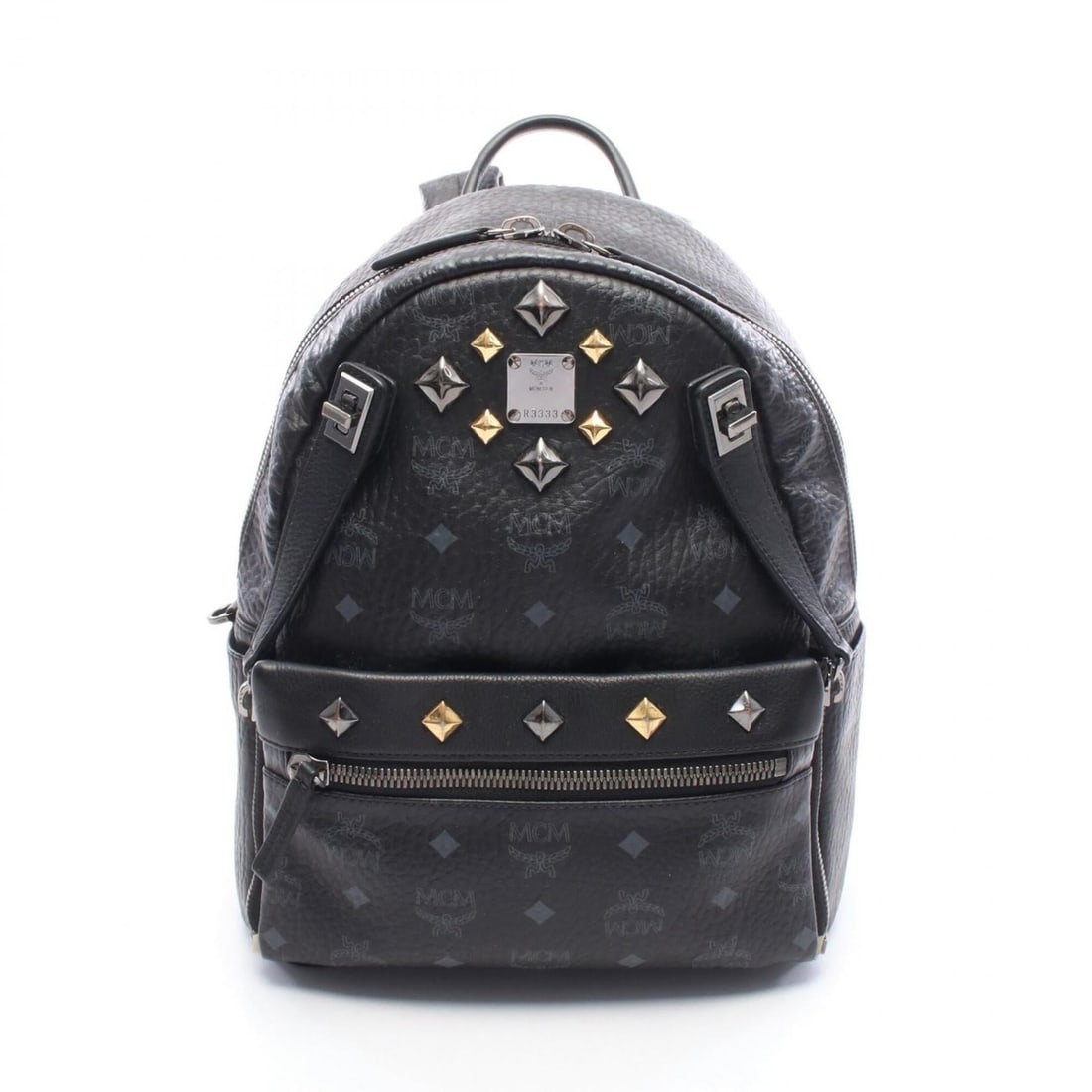 MCM Dual Stark Visetos Backpack/Handbag, Coated Canvas, Leather, Women's, Black/Gray: --- Catalog ---Category: SizeSize (HxWxD): 32cm x 26cm x 13cm / 12.59'' x 10.23'' x 5.11''Category: DesignType: Backpack, HandbagColor: Black, GrayGender: WomenMaterial: Coated canvas Category: