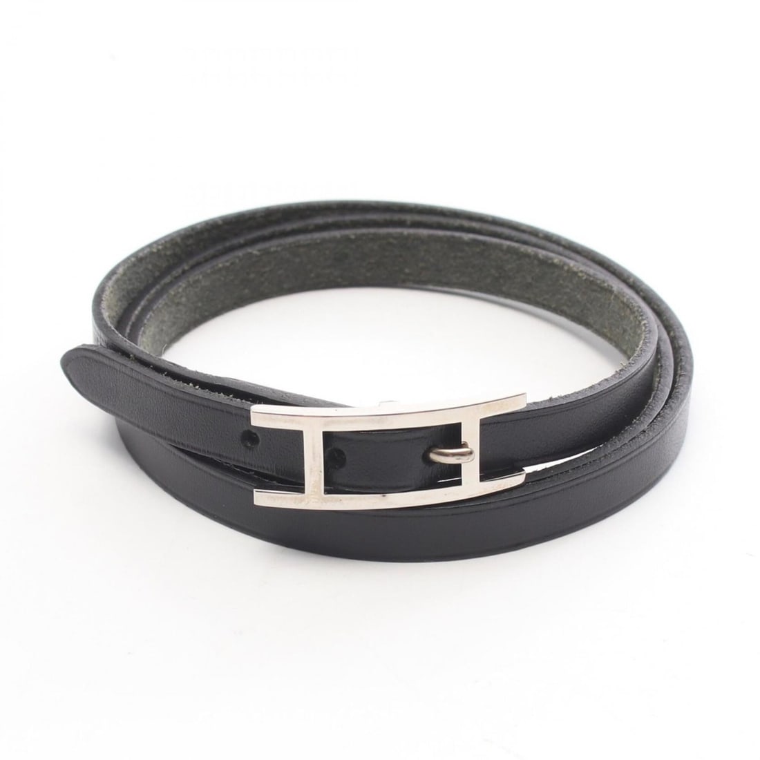Hermes Api 3 Long Bracelet, Leather and Metal Accessory, Women's, Black/Silver (1 of 13)
