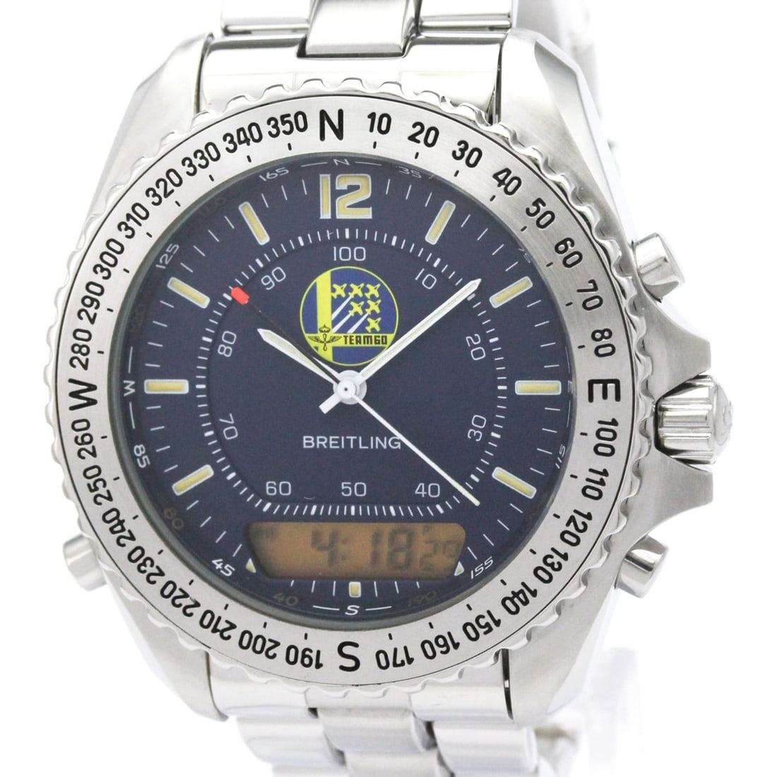 BREITLING Pluton Team 60 LTD Edition Steel Quartz Mens Watch A51038 Polished: --- Catalog ---Category: SizeCase Diameter: 42mm / 1.65''Category: DesignType: WristwatchStyle: SportGender: MenColor (Dial): BlueMaterial (Band): Stainless steelMaterial (Case): Stainless